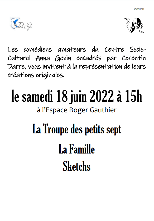 Représentation théâtrale du Centre socio-culturel samedi 18 juin 2022