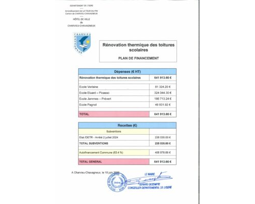 PLAN DE FINANCEMENT TOITURE TERRASSE